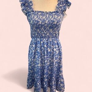 Blue Floral Smocked Sundress 🦋